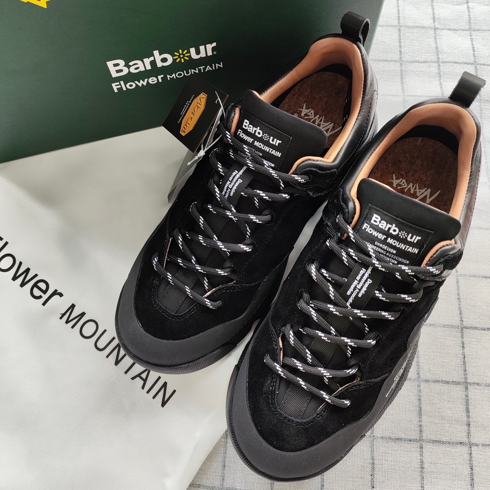 Barbour Black Sneakers with Tan Lining